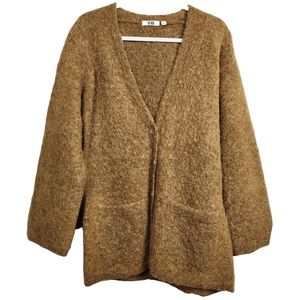 Uniqlo Dark Mustard Wool Alpaca Blend Sweater Cardigan Button Women's Size Small